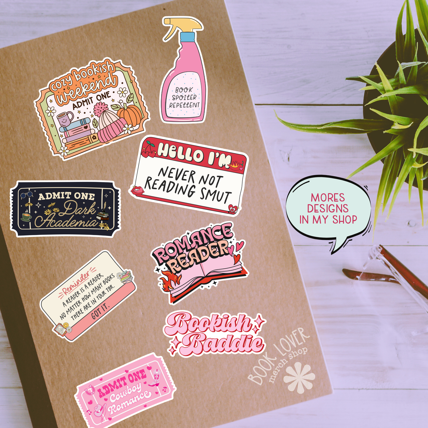 Book Lover Merch Shop - Cozy Bookish Weekend Admit One Stickers / Book Lover Merch