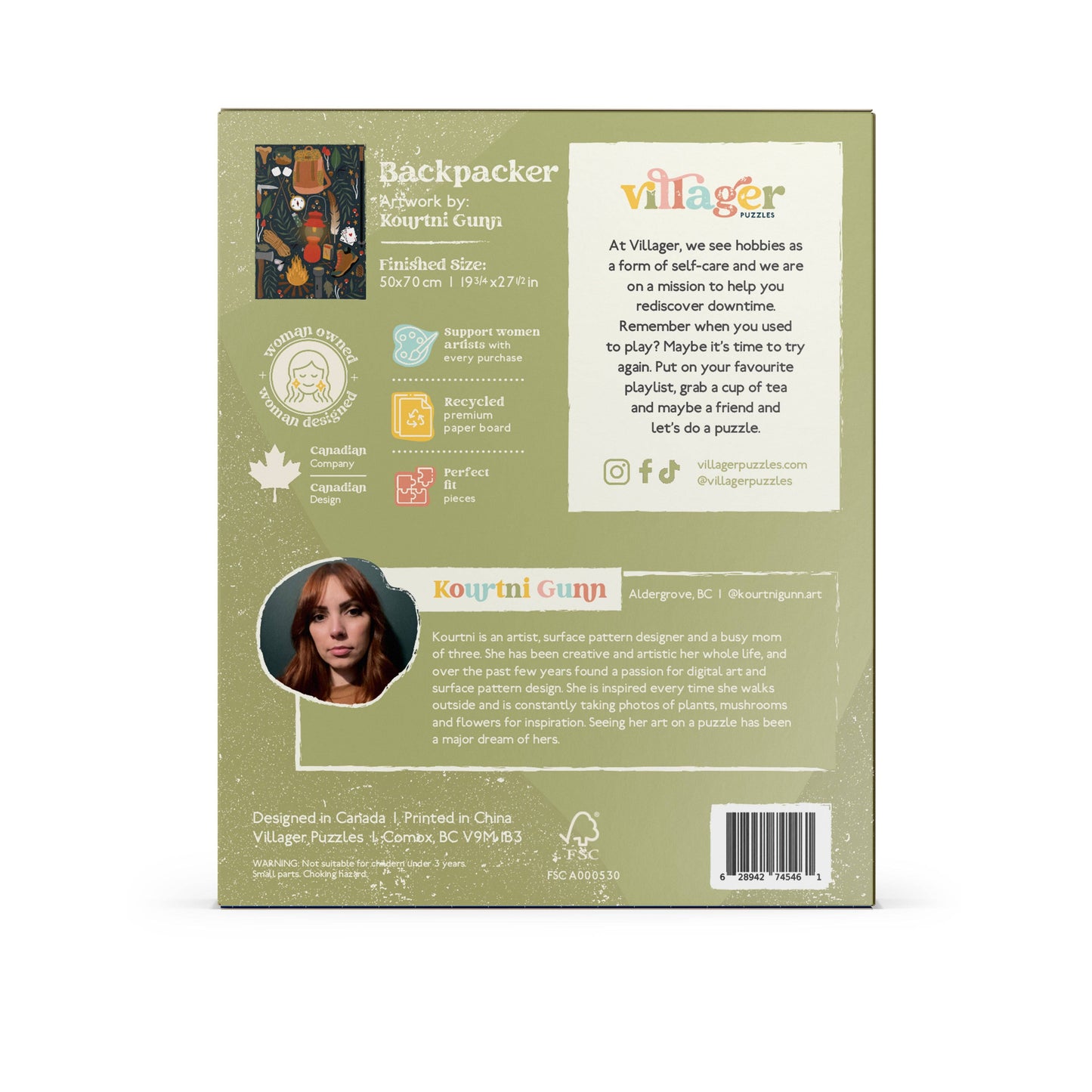 Villager Puzzles - Backpacker 1000-Piece Puzzle | Designed in BC Canada Artist