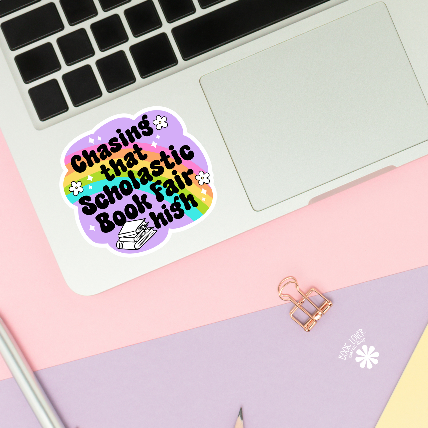 Book Lover Merch Shop - Chasing That Scolastic Book Fair High Stickers / Bookish