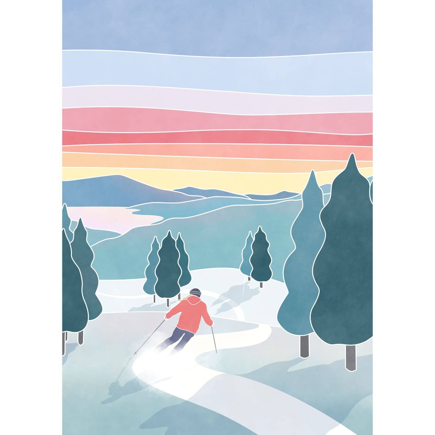 Villager Puzzles - Sunset Ski | 500-Piece Puzzle for Adults | Designed in Canada by Maude Gervais