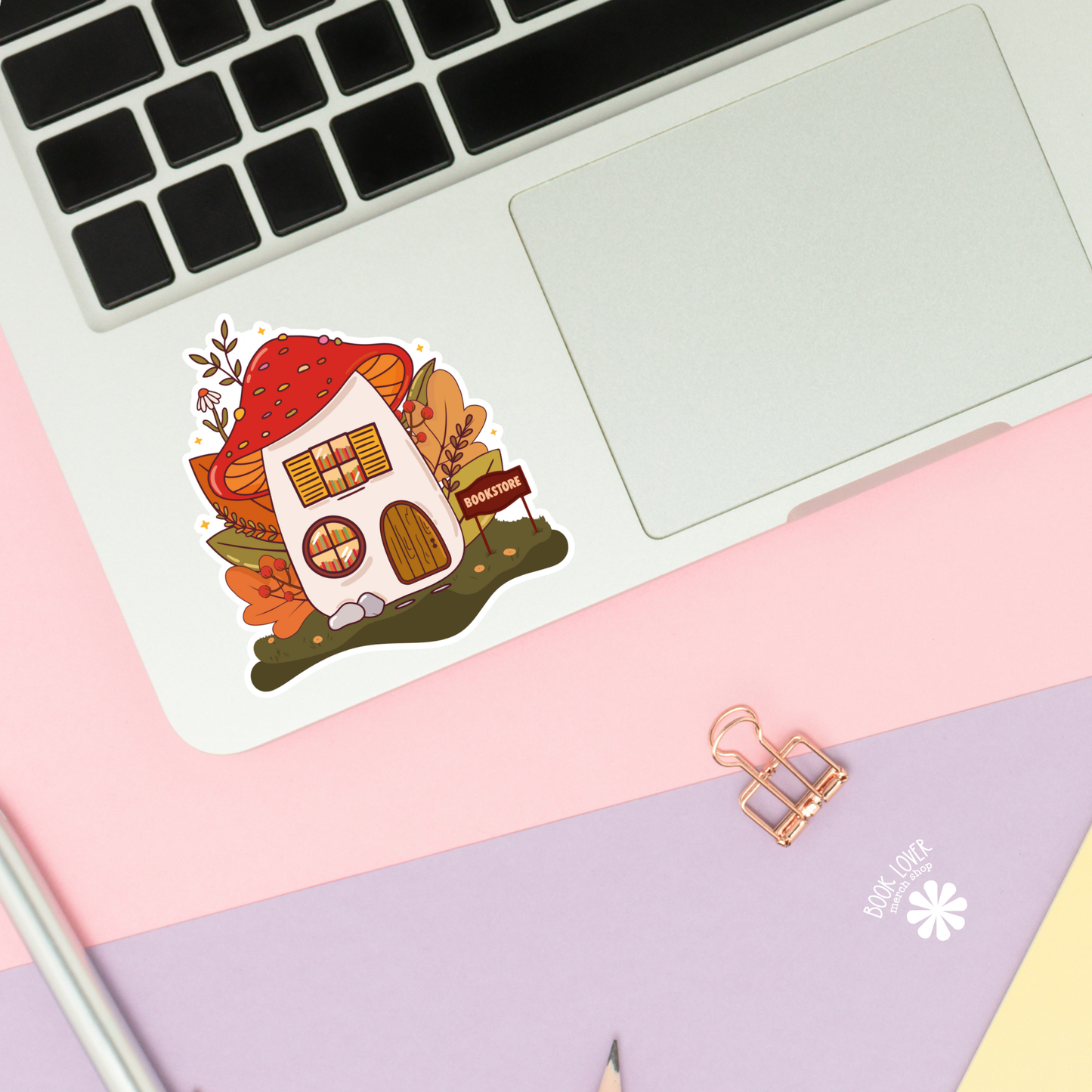 Book Lover Merch Shop - Mushroom Bookstore Stickers / Bookish Stickers / Book Lover