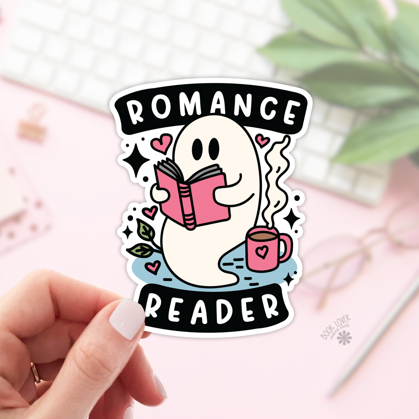 Book Lover Merch Shop - Romance Reader Ghost Stickers / Bookish Stickers