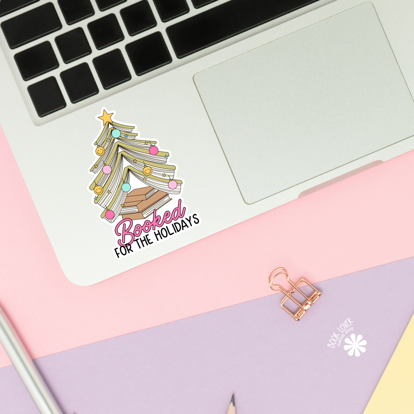 Book Lover Merch Shop - Booked For  Holidays Stickers / Christmas Bookish Stickers