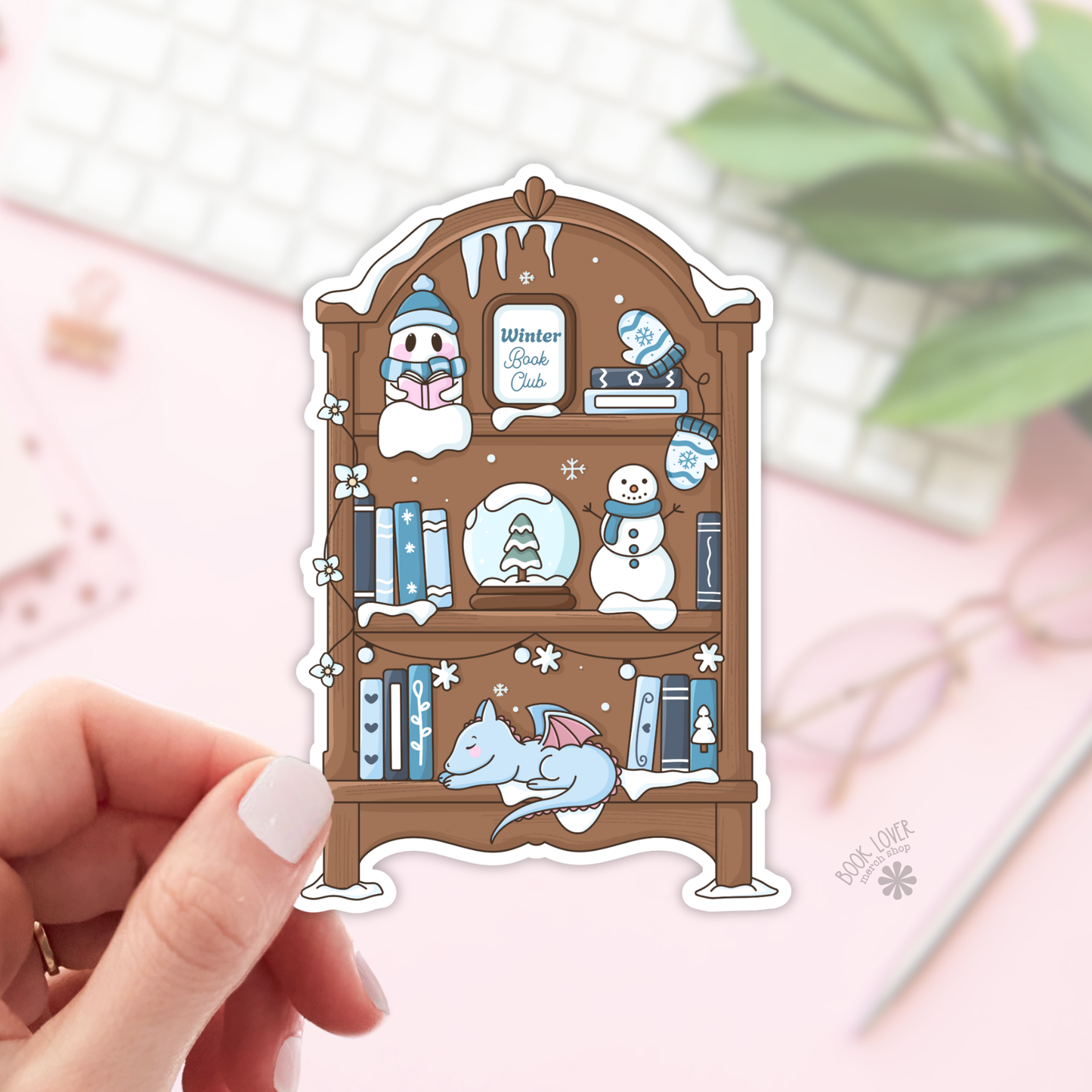 Book Lover Merch Shop - Winter Bookshelf Stickers / Bookish Winter Stickers