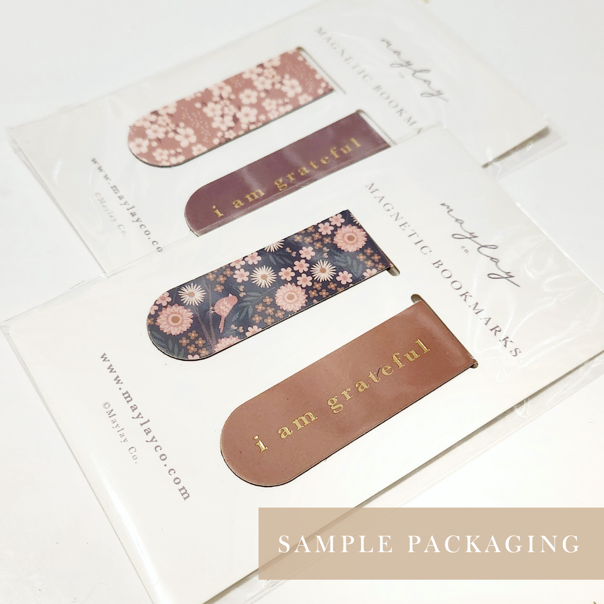 Maylay Co. - Flamingos Floral Magnetic Gold Foil Bookmarks (Set of 2)