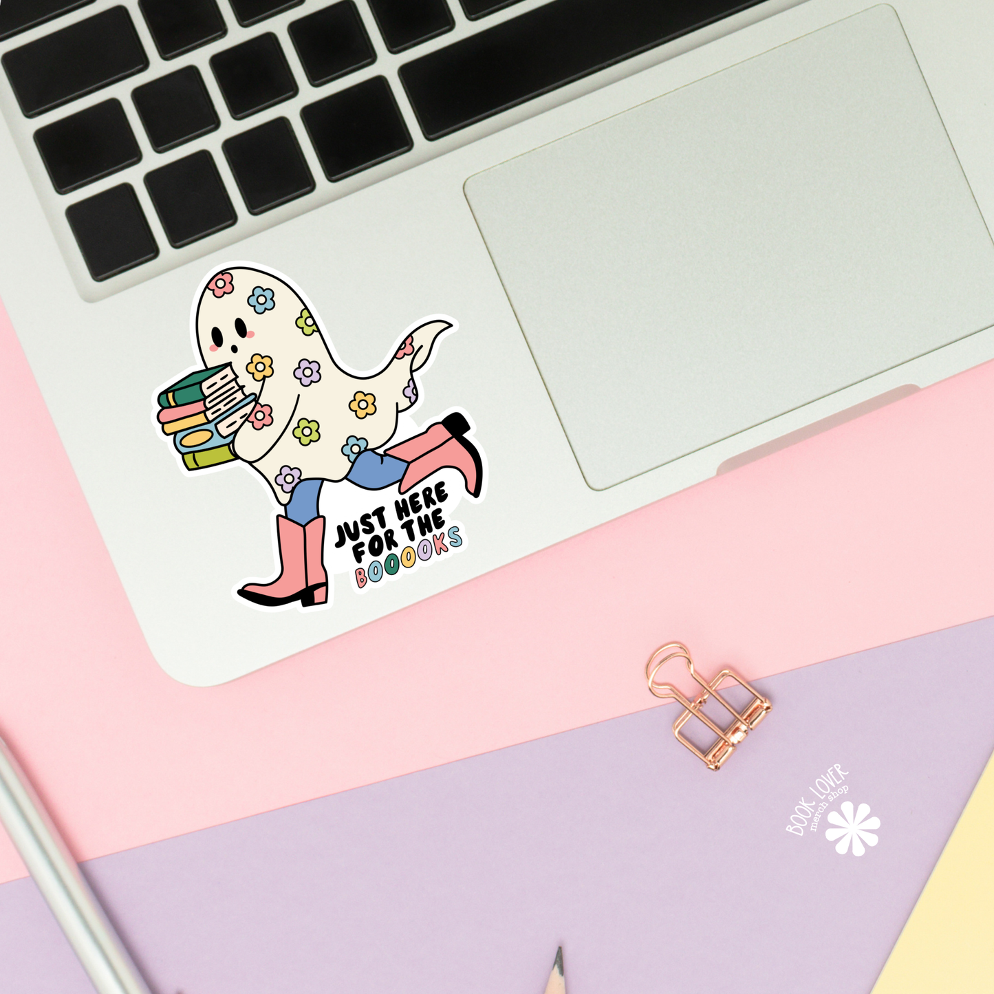 Book Lover Merch Shop - Just Here for the Books Ghost Stickers / Bookish Stickers