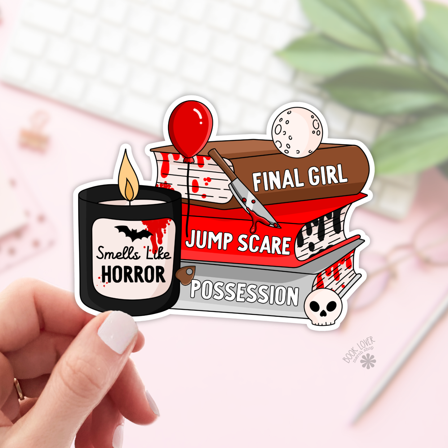 Book Lover Merch Shop - Smells Like Horror Stickers / Bookish Stickers / Book Lover