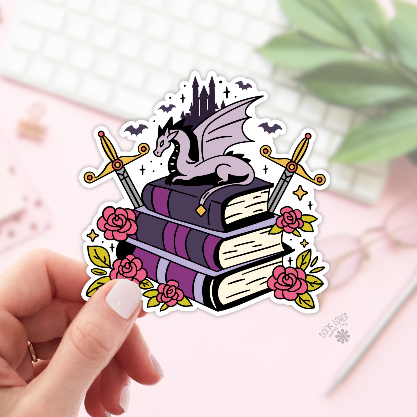Book Lover Merch Shop - Fantasy Pile of Books Stickers / Bookish Stickers