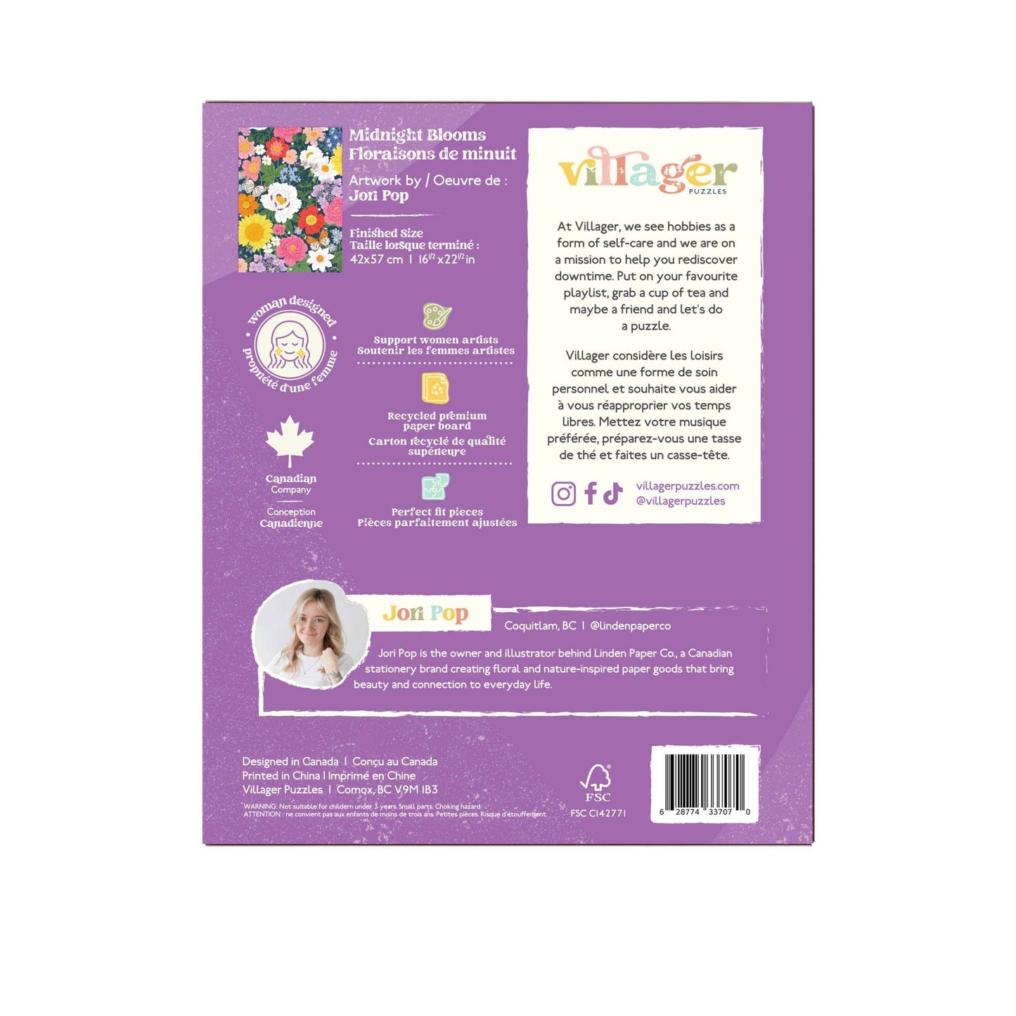 Villager Puzzles - Midnight Blooms | 500-Piece Puzzle | Designed in Canada