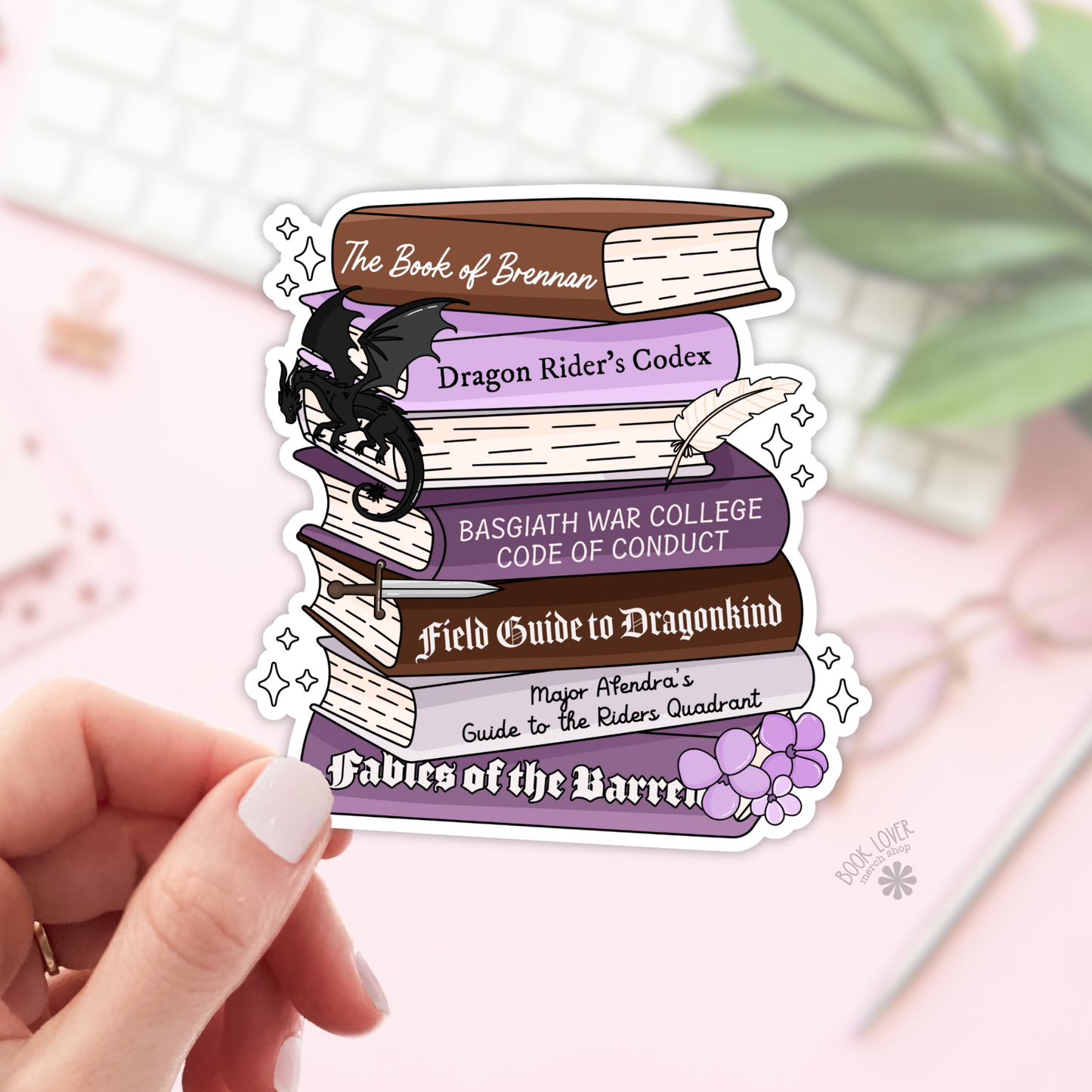 Book Lover Merch Shop - Dragon Books Stickers / Fourth Wing Bookish Stickers