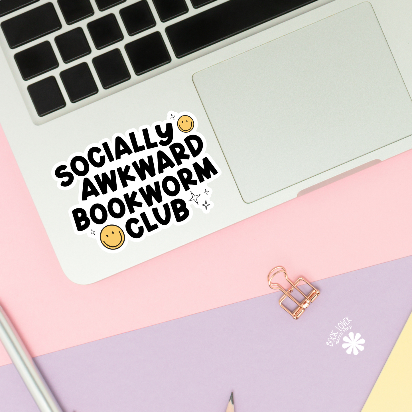 Book Lover Merch Shop - Socially Awkward Bookworm Club Stickers / Bookish Merch
