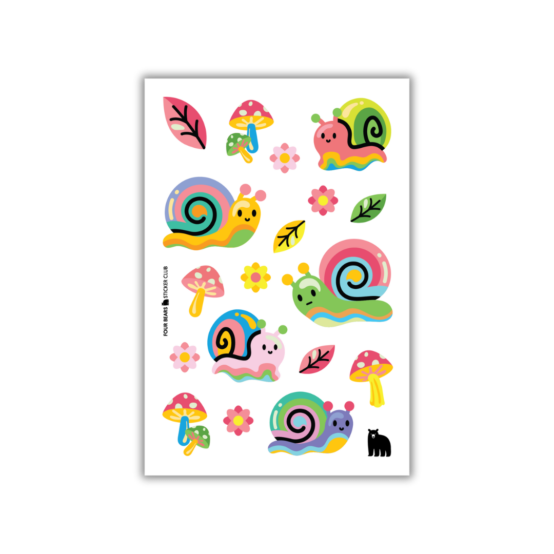Four Bears Sticker Club - Fuzzy Snails