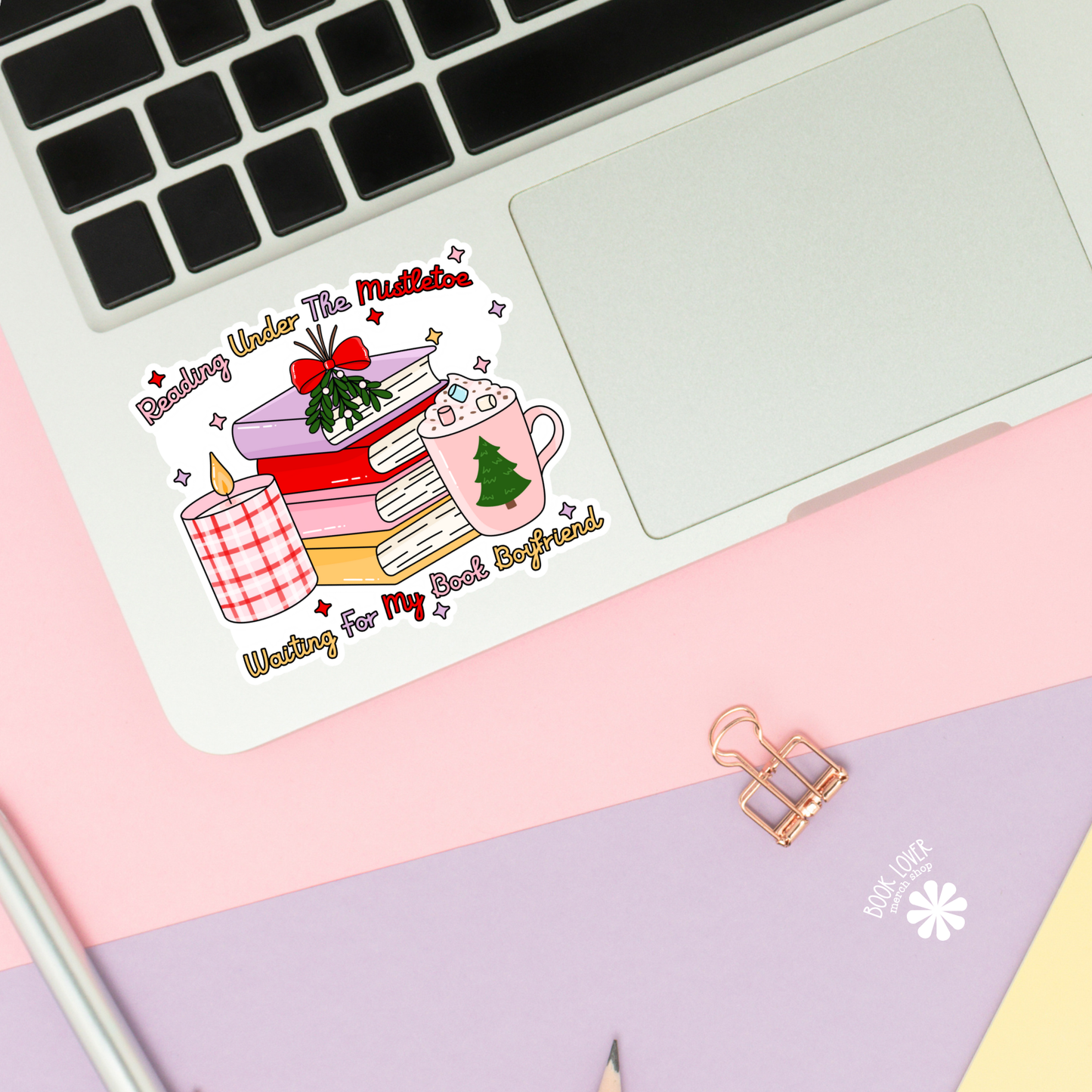 Book Lover Merch Shop - Reading Under The Mistletoe Stickers / Bookish Stickers