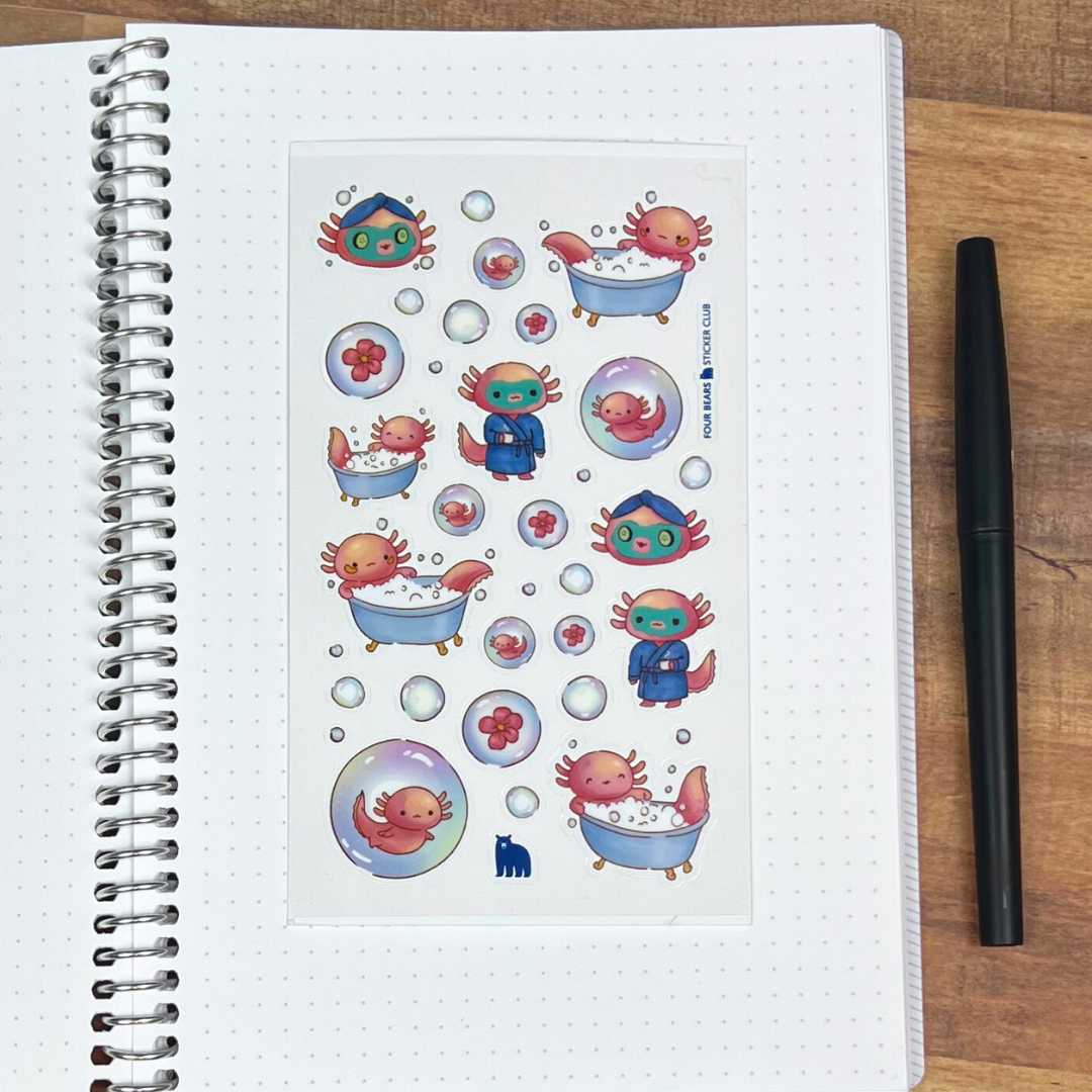 Four Bears Sticker Club - Axolotl Relaxation