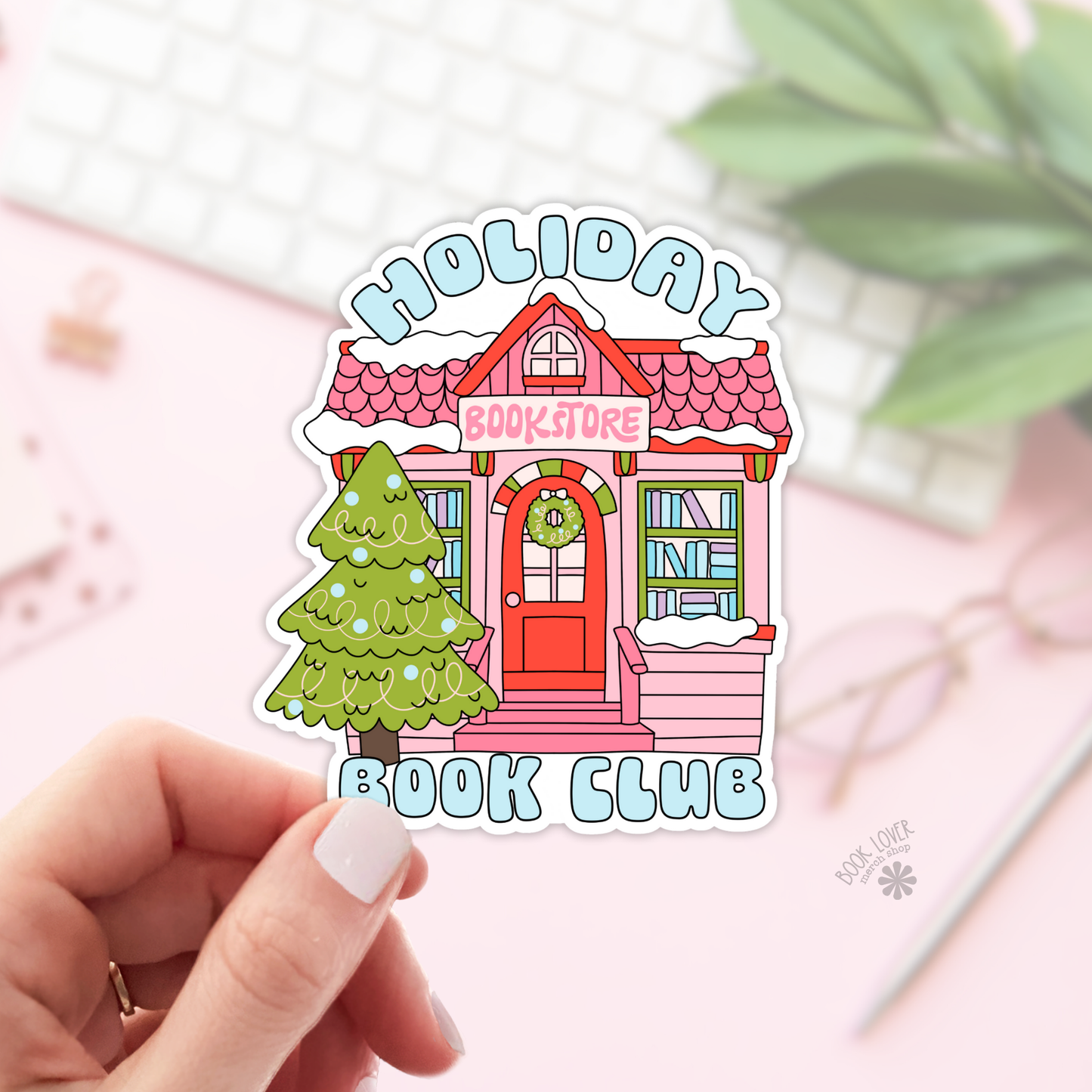 Book Lover Merch Shop - Holiday Bookstore Book Club Stickers / Christmas Bookish