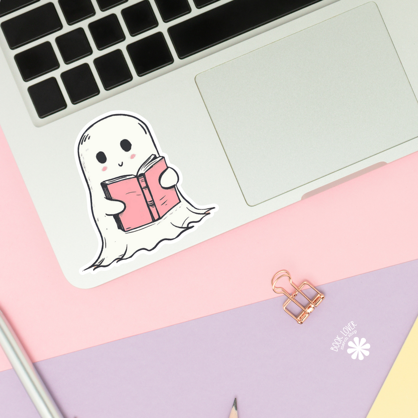 Book Lover Merch Shop - Ghost Reading Book Stickers / Bookish Stickers / Book Lover