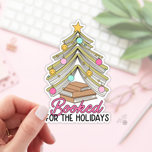 Book Lover Merch Shop - Booked For  Holidays Stickers / Christmas Bookish Stickers