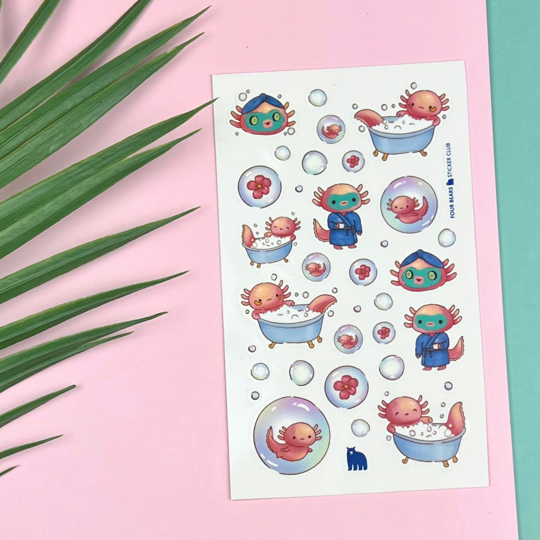 Four Bears Sticker Club - Axolotl Relaxation