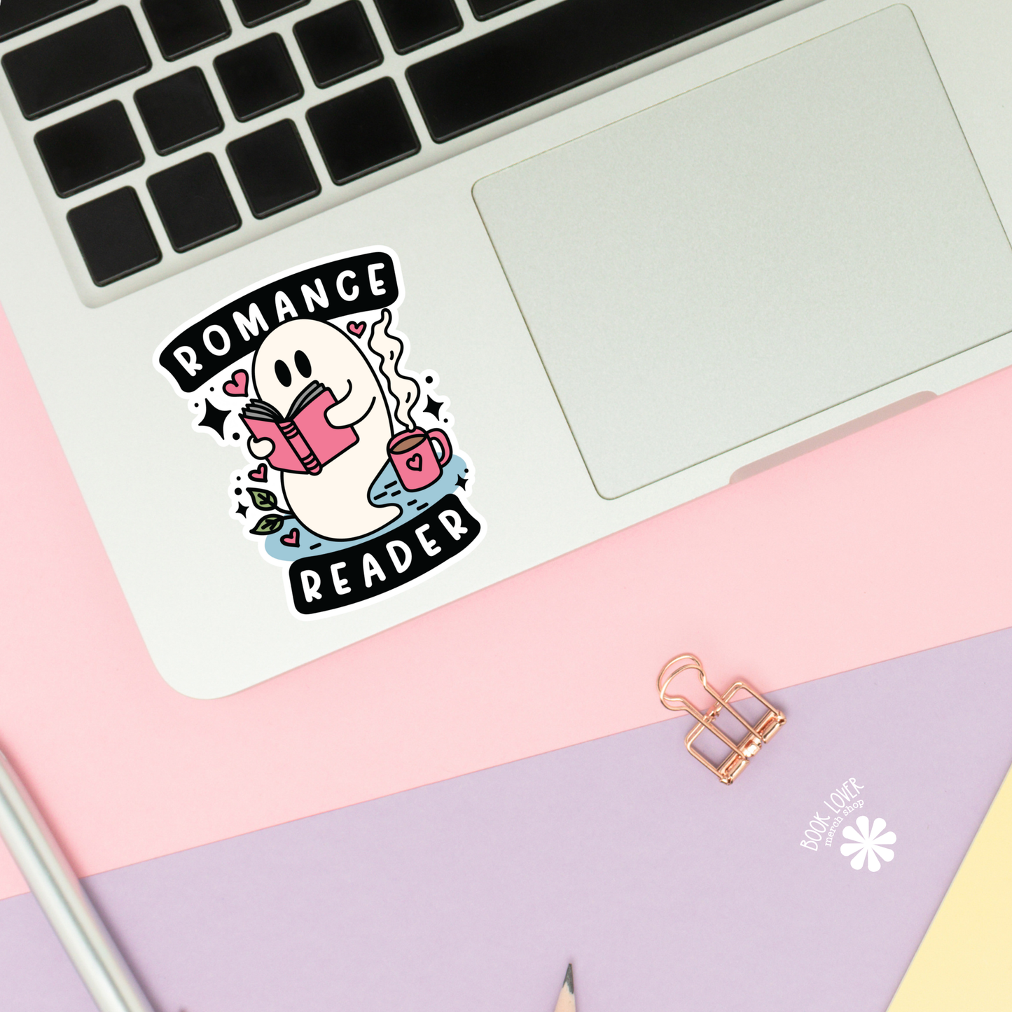 Book Lover Merch Shop - Romance Reader Ghost Stickers / Bookish Stickers