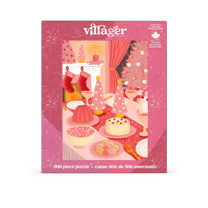 Villager Puzzles - Pink Christmas | 500-Piece Puzzle | Designed in Canada
