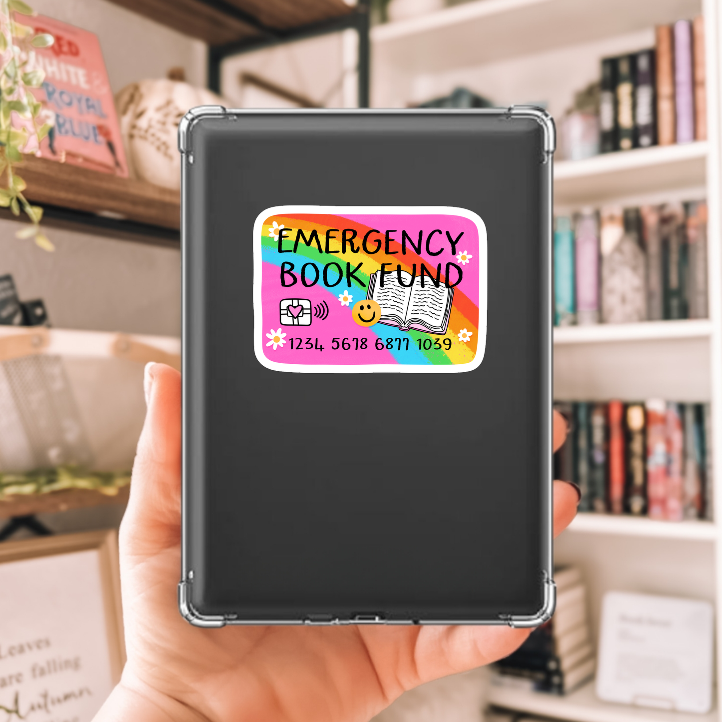 Radical Buttons - Emergency book fund, Bookish sticker, Laptop sticker