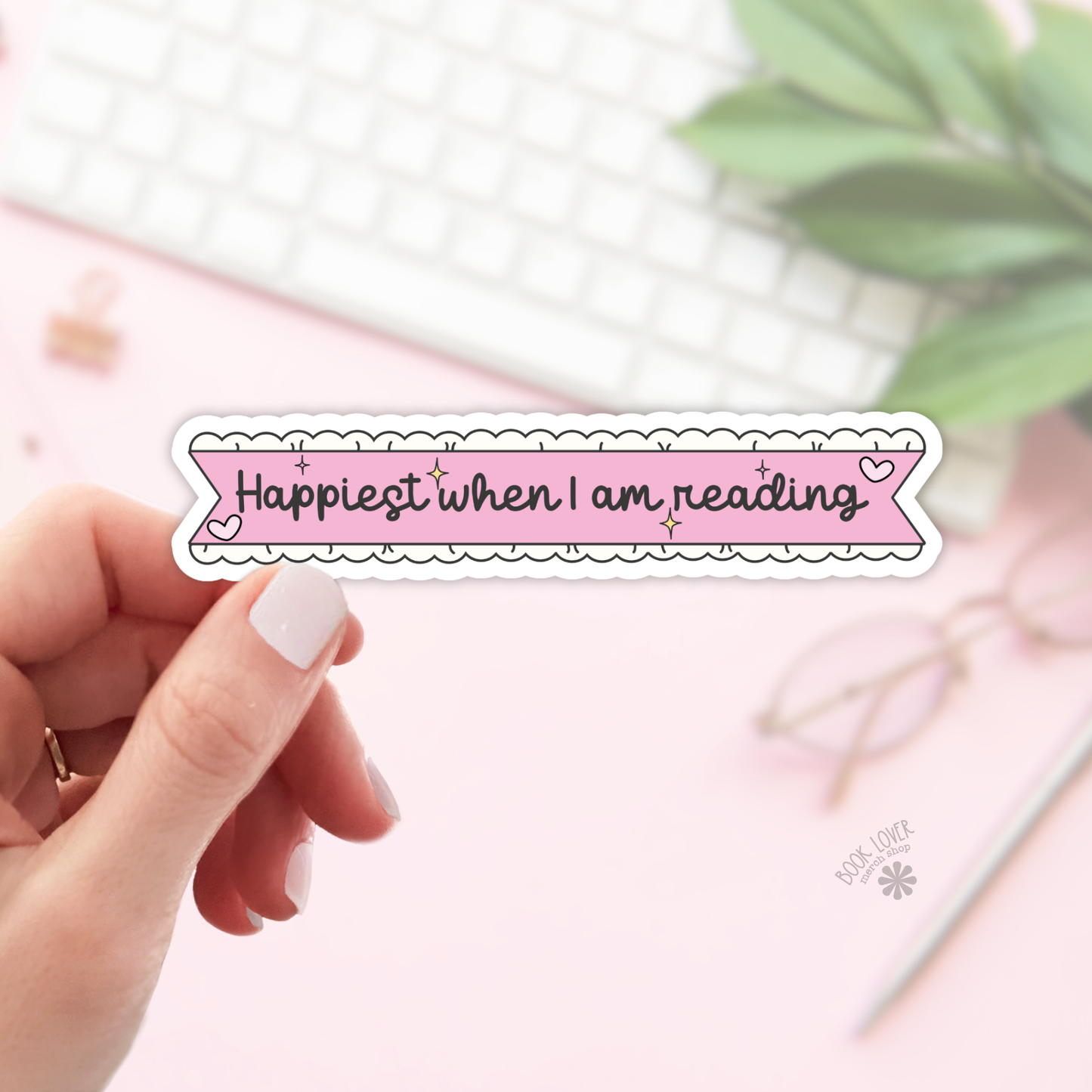 Book Lover Merch Shop - Happiest When I Am Reading Stickers / Bookish Stickers
