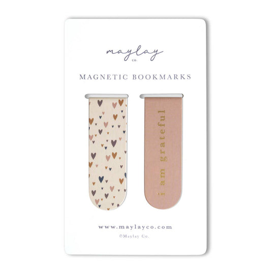 Maylay Co. - Little Hearts "I Am Grateful" Magnetic Gold Foil Bookmarks (Set of 2)