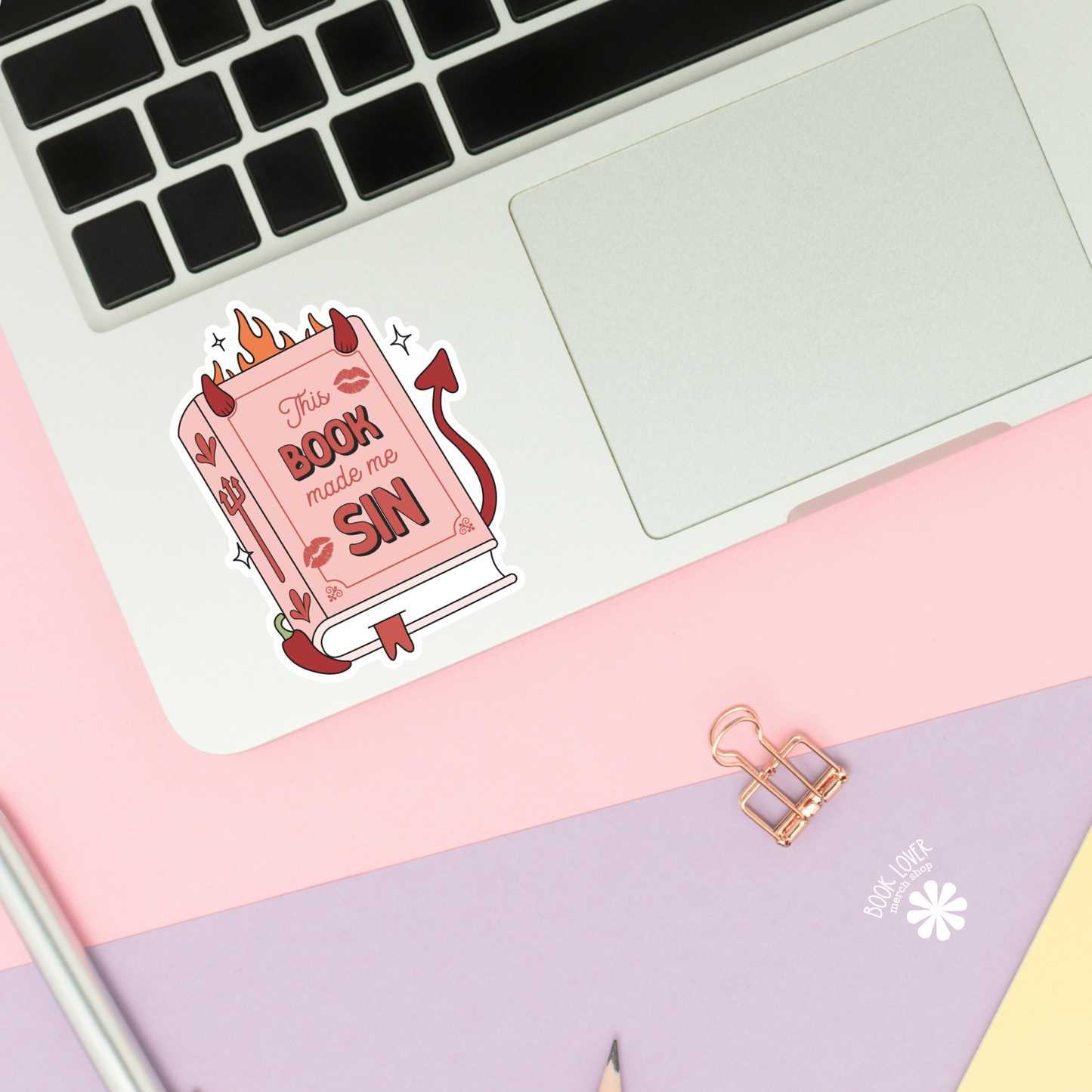 Book Lover Merch Shop - This Book Made Me Sin Stickers / Bookish Stickers / Book
