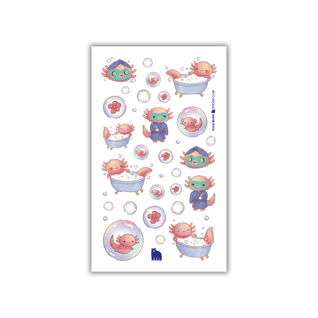 Four Bears Sticker Club - Axolotl Relaxation