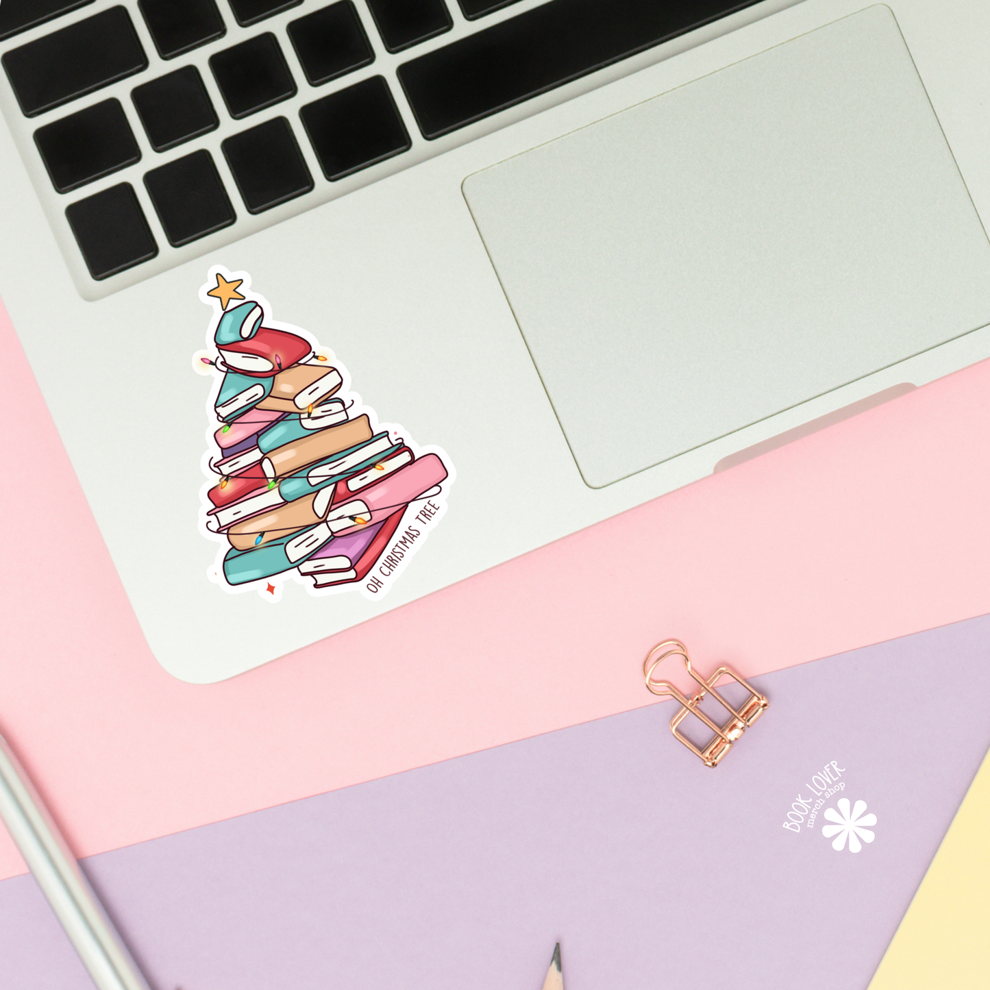 Book Lover Merch Shop - Christmas Tree with Books / Bookish Stickers / Book Lover