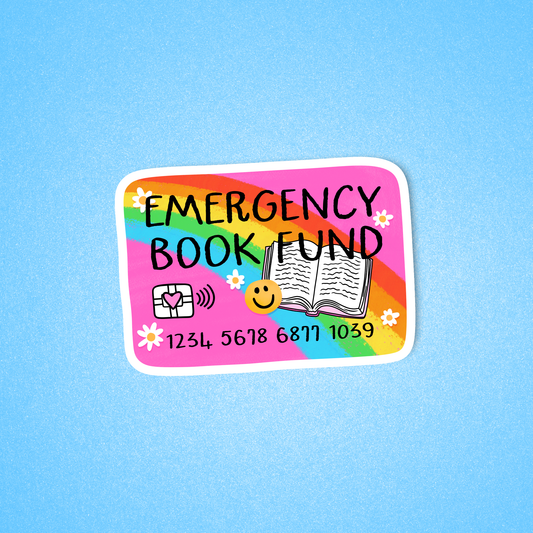Radical Buttons - Emergency book fund, Bookish sticker, Laptop sticker