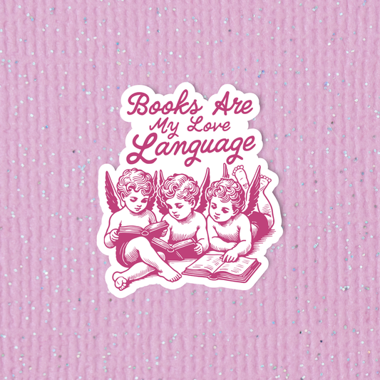 Radical Buttons - Books are my love language,  Bookish sticker, Laptop sticker