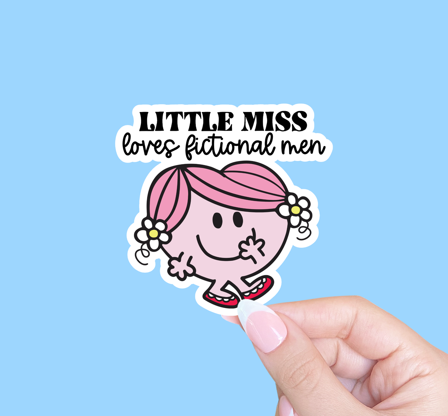 Radical Buttons - Little miss loves fictional men, Kindle sticker, Smut