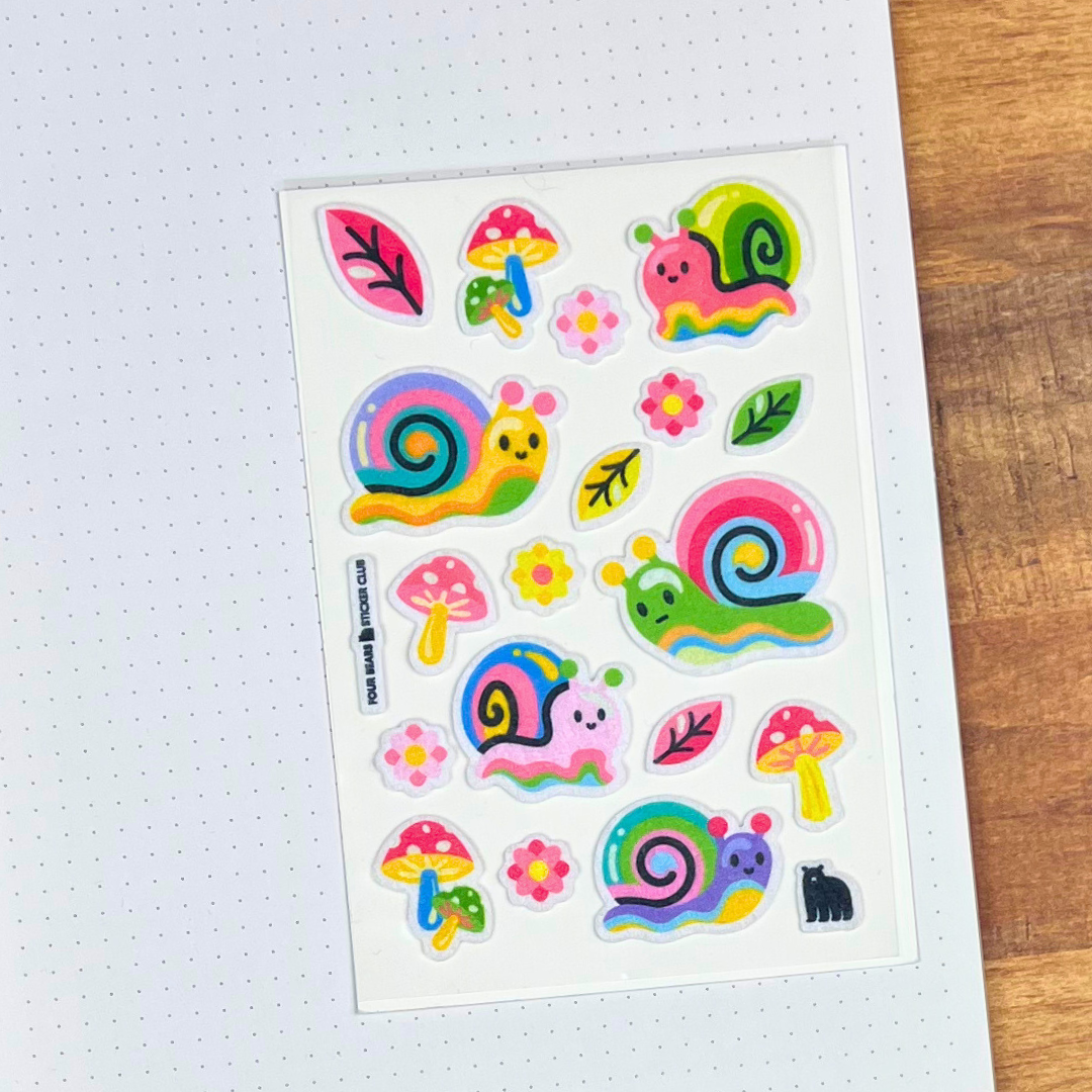 Four Bears Sticker Club - Fuzzy Snails