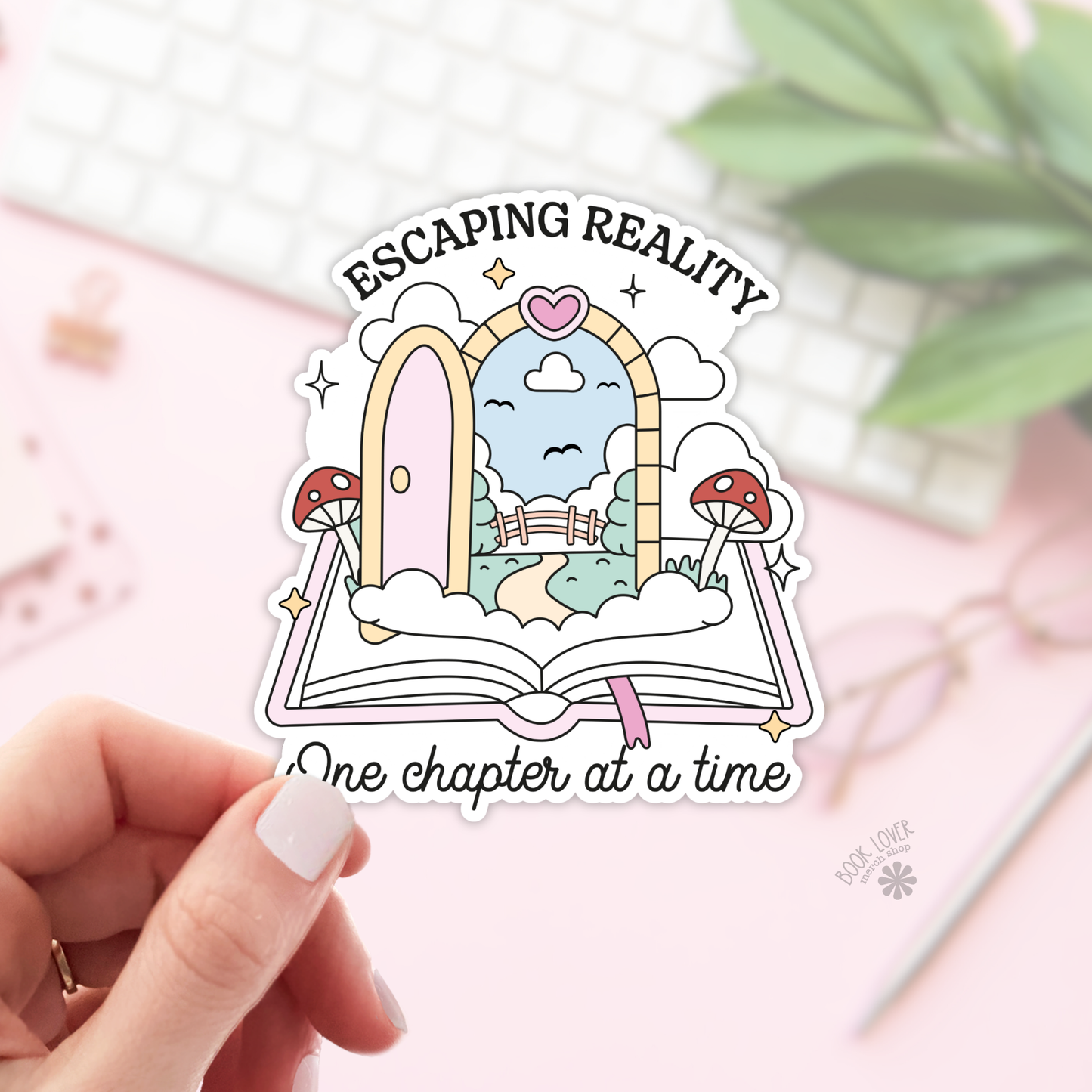 Book Lover Merch Shop - Escaping Reality One Chapter At A Time Stickers / Bookish