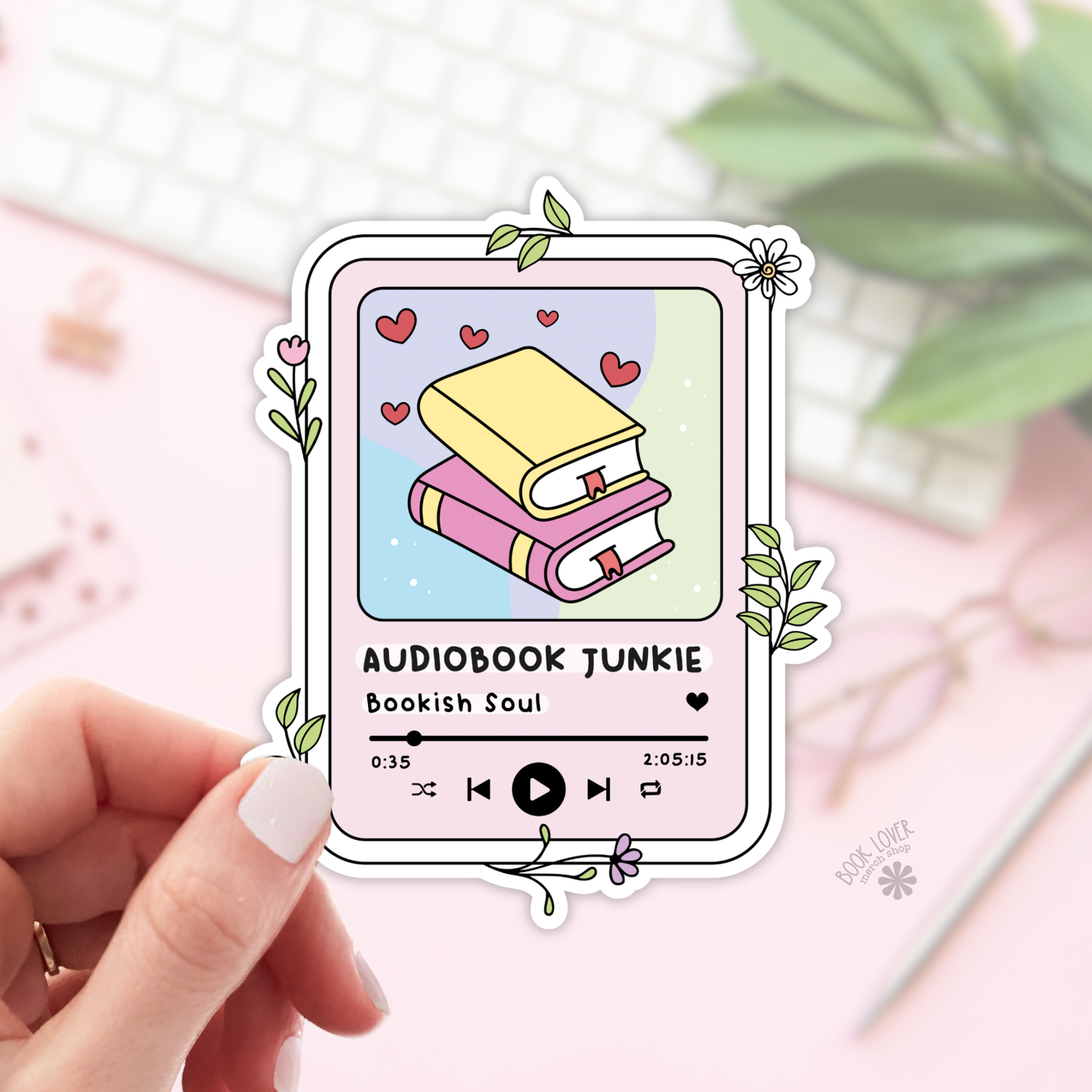 Book Lover Merch Shop - Audio Book Junkie Stickers / Bookish Stickers / Book Lover