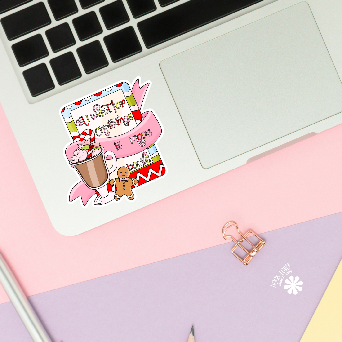 Book Lover Merch Shop - All I Want For Christmas is More Books Stickers / Bookish