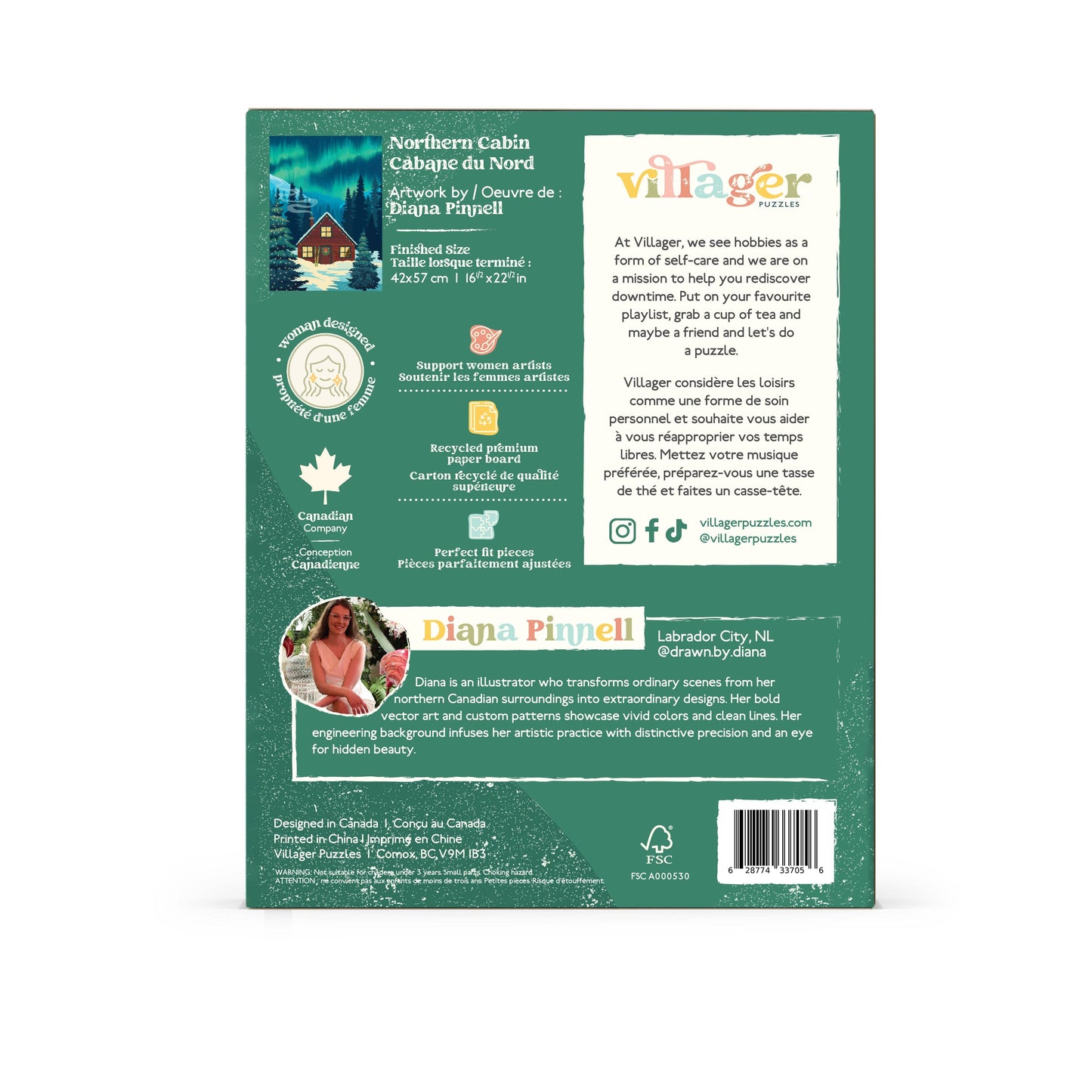 Villager Puzzles - Northern Cabin | 500-Piece Puzzle | Designed in Canada