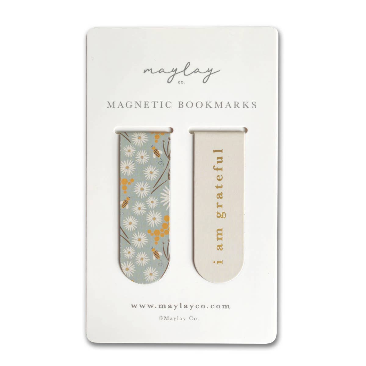 Maylay Co. - Bees Floral Magnetic Gold Foil Bookmarks (Set of 2)