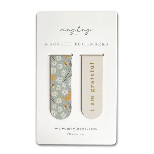 Maylay Co. - Bees Floral Magnetic Gold Foil Bookmarks (Set of 2)
