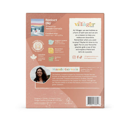 Villager Puzzles - Sunset Ski | 500-Piece Puzzle for Adults | Designed in Canada by Maude Gervais