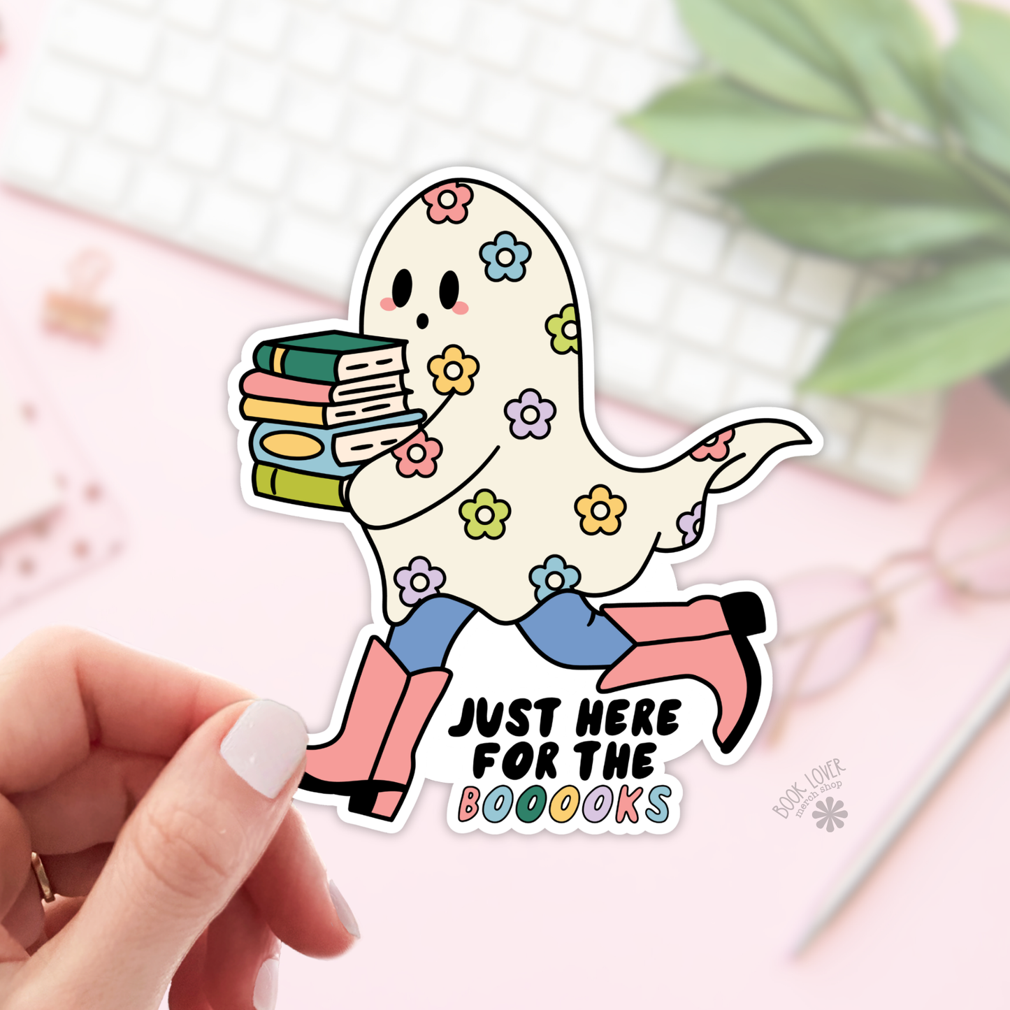 Book Lover Merch Shop - Just Here for the Books Ghost Stickers / Bookish Stickers