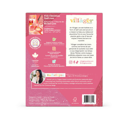 Villager Puzzles - Pink Christmas | 500-Piece Puzzle | Designed in Canada