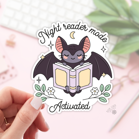 Book Lover Merch Shop - Night Reader Mode Activated Stickers / Bookish Stickers