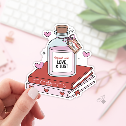 Book Lover Merch Shop - Bookish Potion Infused With Romance Stickers / Bookish